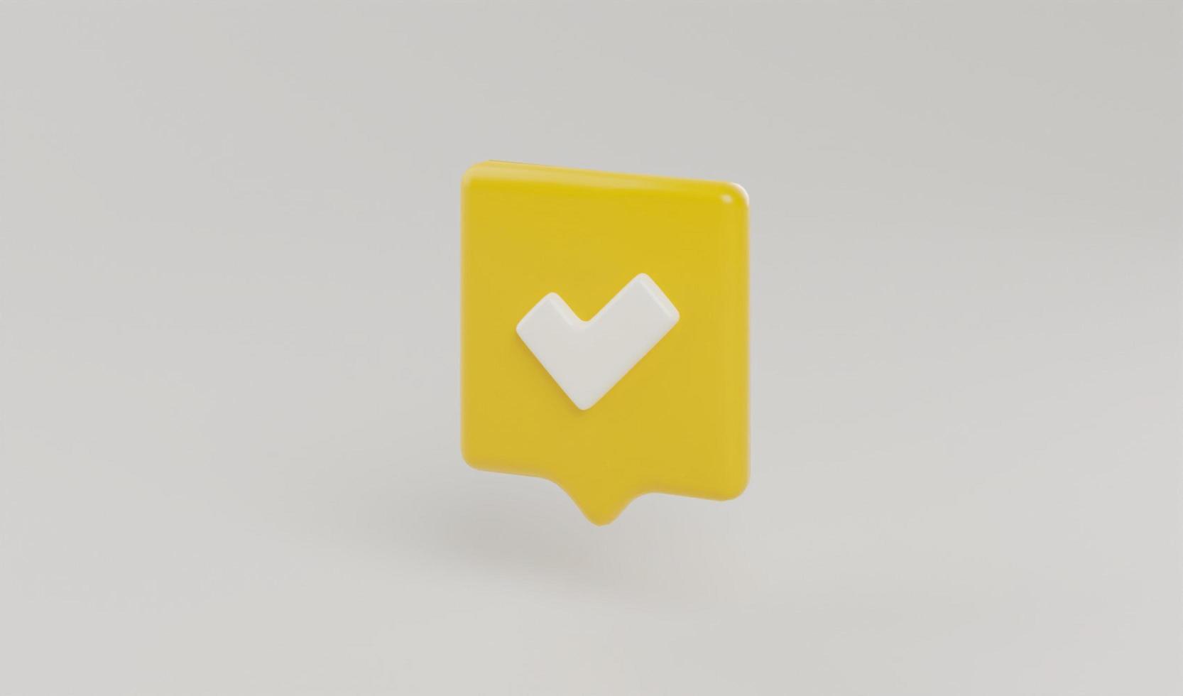 3d render check mark icon, Tick symbol for Like, correct, success, approve, Accept button concept illustration photo