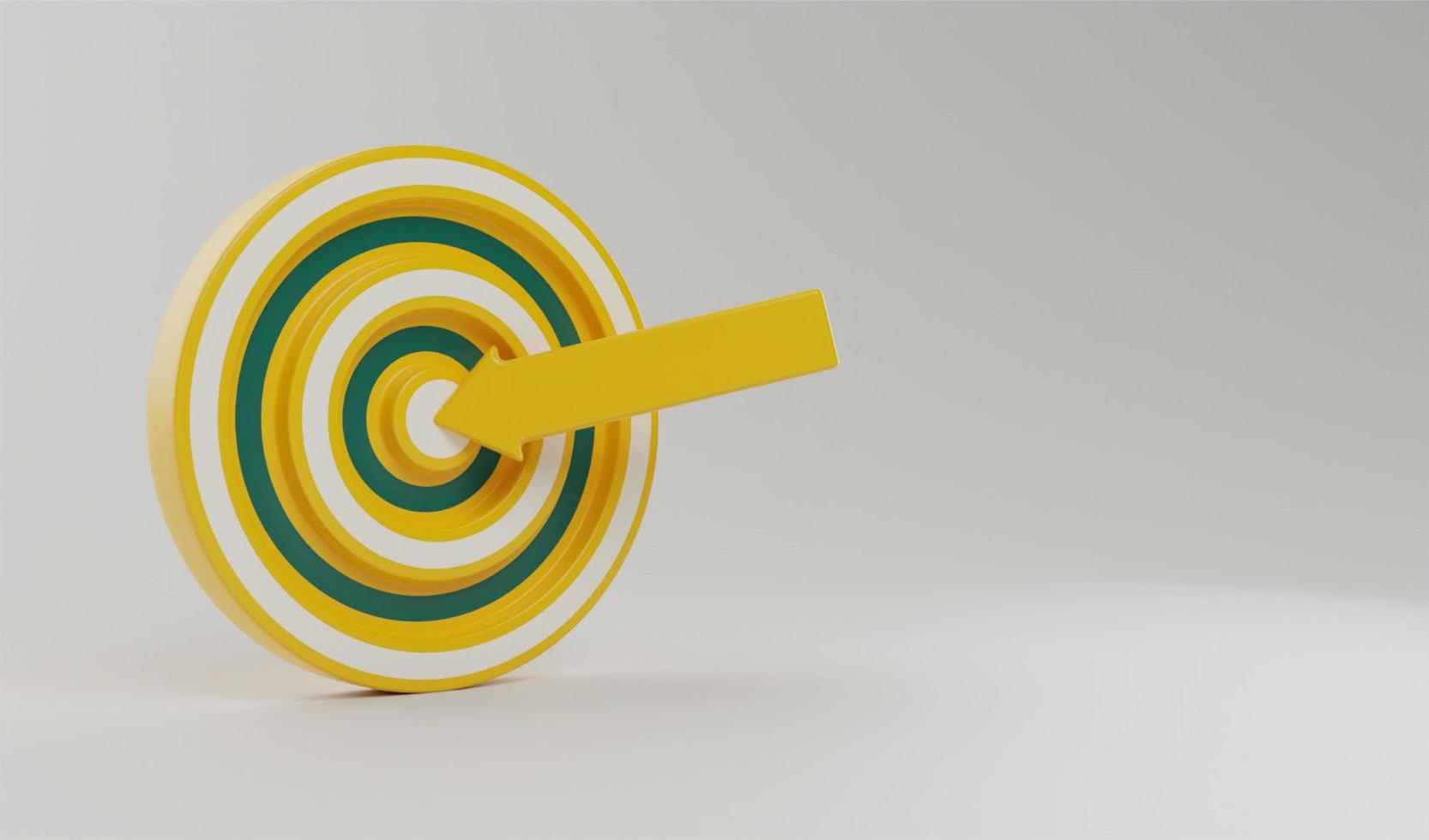 3d render dart arrow hit the center of target, Business plan finance Market targeting goal of success, target achievement concept illustration photo