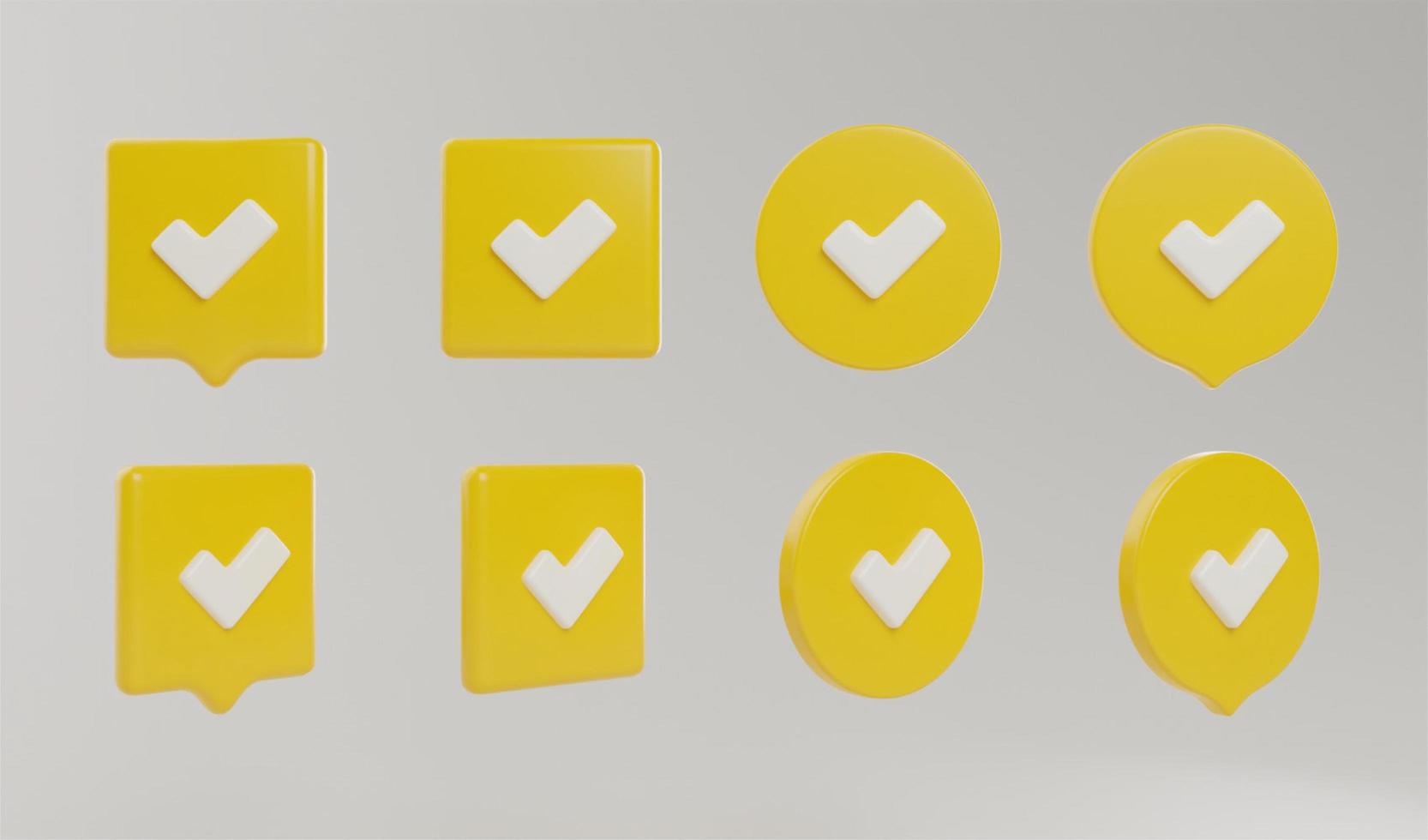 3d render check mark icon, Tick symbol for Like, correct, success, approve, Accept button concept illustration photo