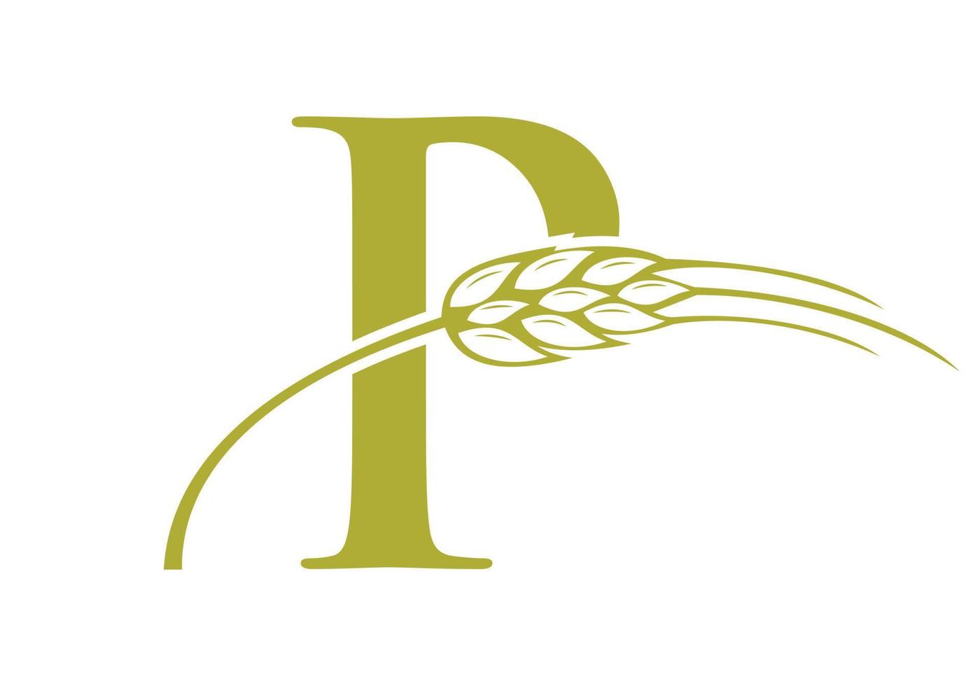 letra p agricultura logo granja vector