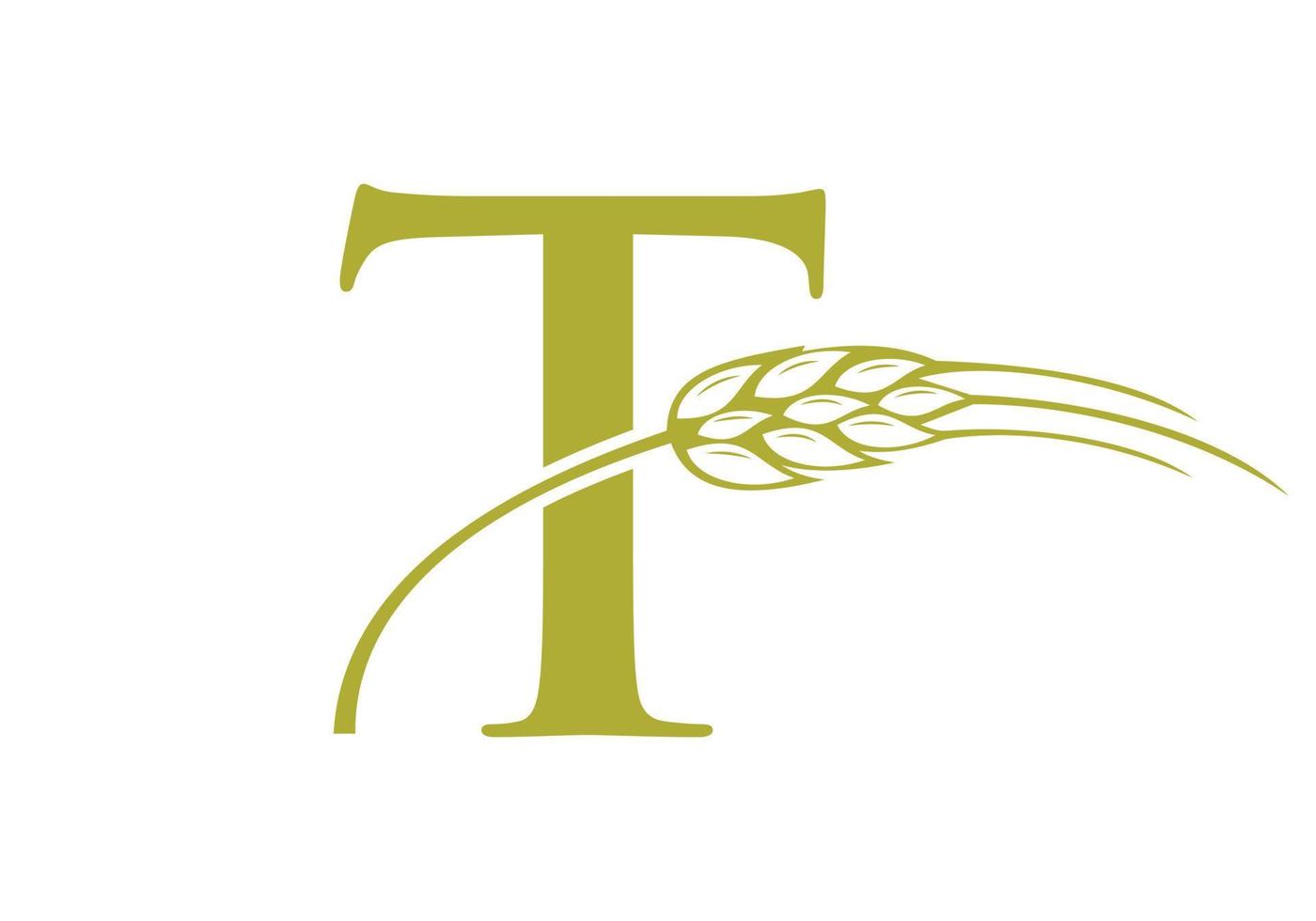 letra t agricultura logo granja vector