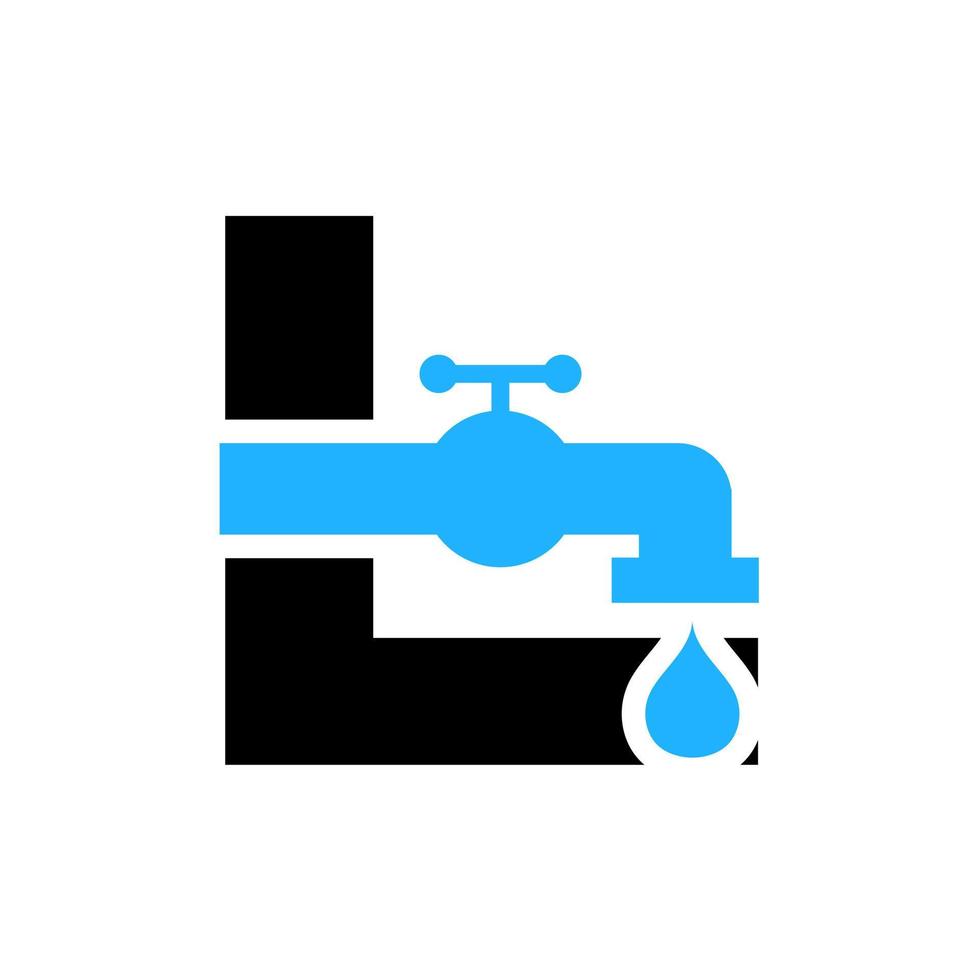 Letter L Plumber Logo Design. Plumbing Water Template vector