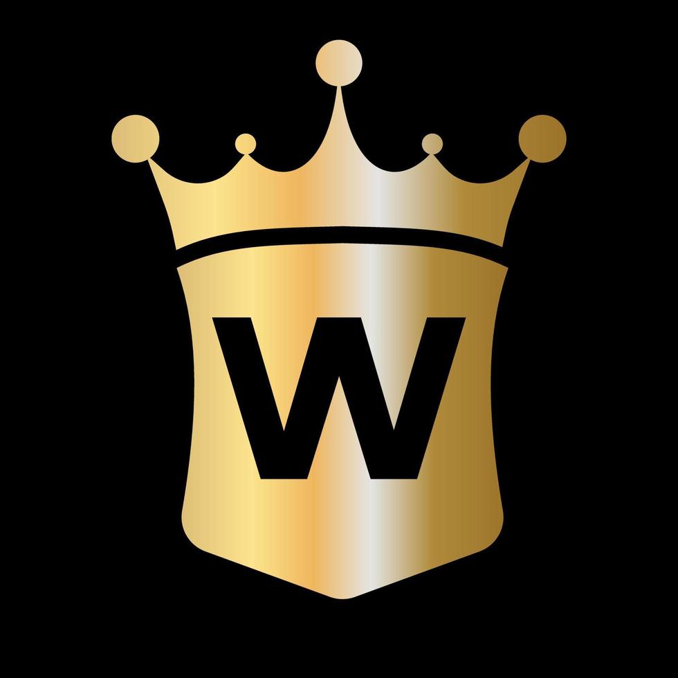 Letter W Crown and Shield Logo Vector Template with Luxury Concept Symbol