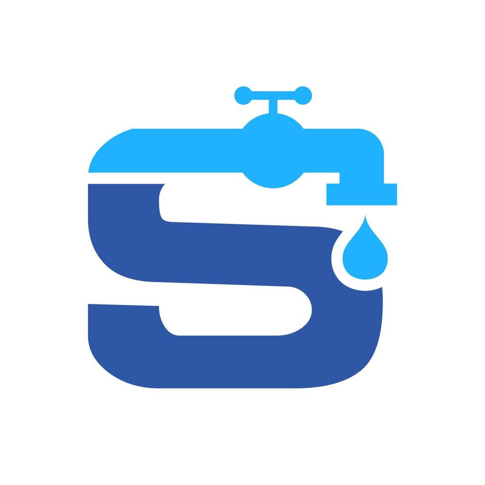 Letter S Plumber Logo Design. Plumbing Water Template vector