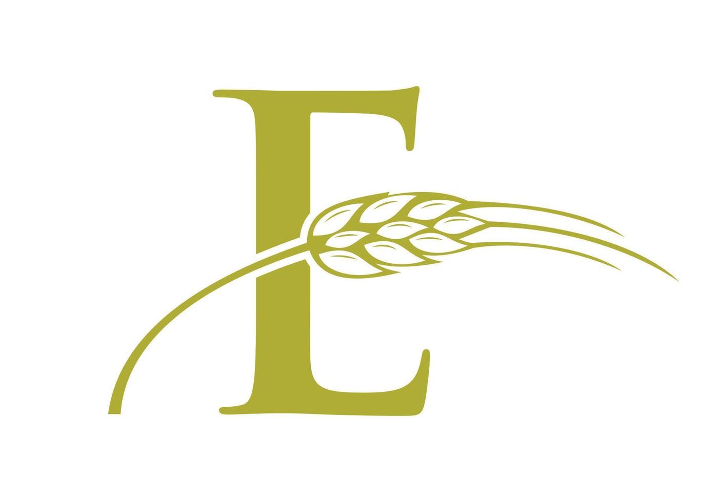 letra e agricultura logo granja vector