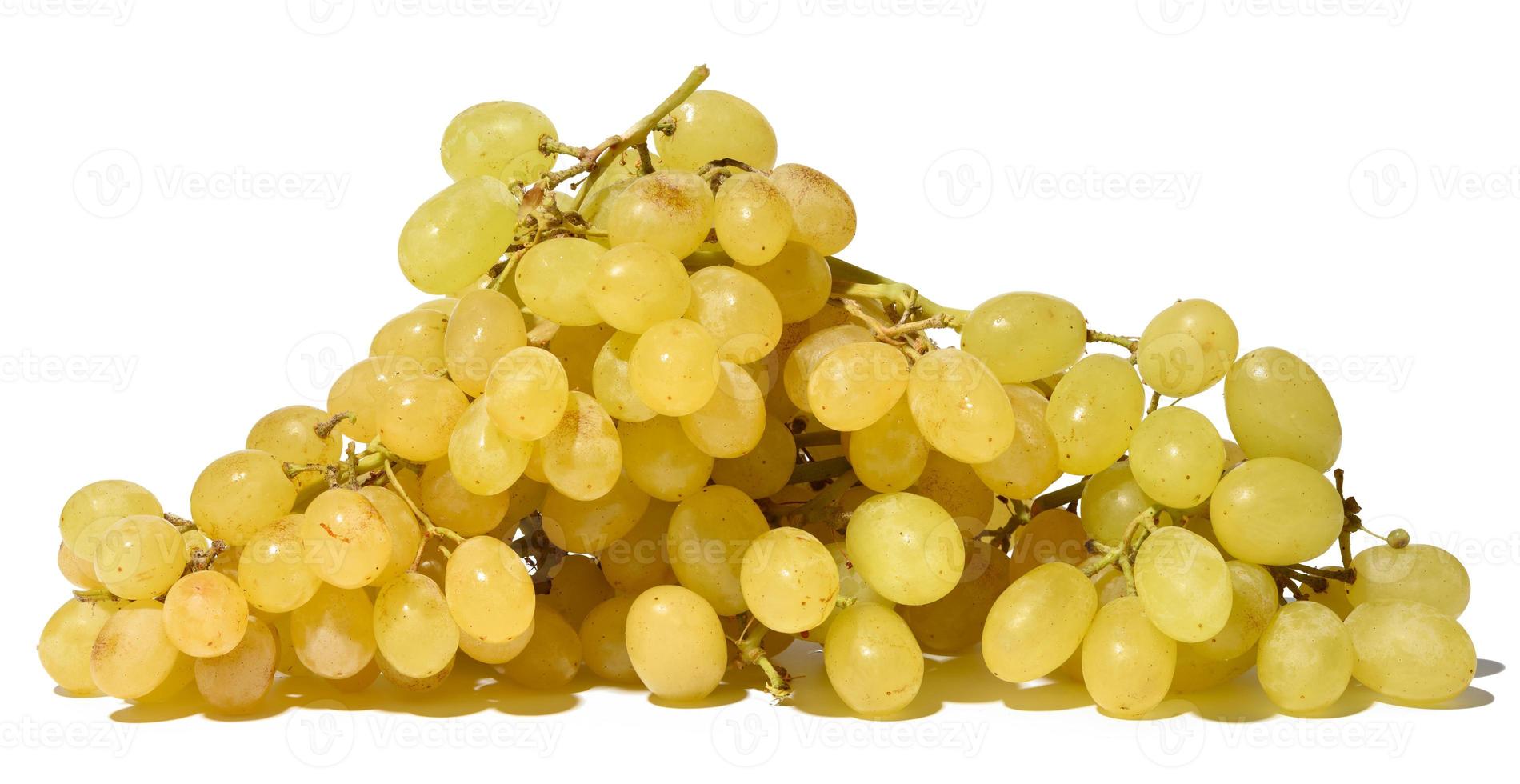 Ripe white seedless grapes on a white isolated background photo