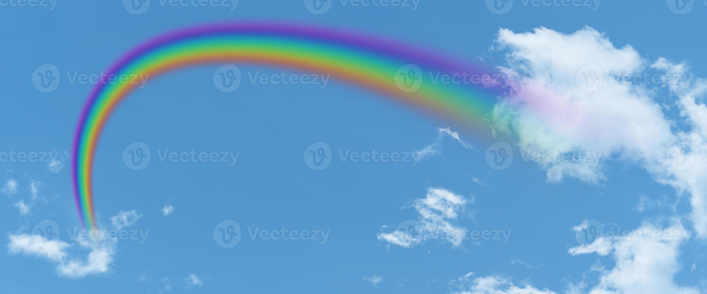 white cloud and blue sky and  rainbow background with copy space photo