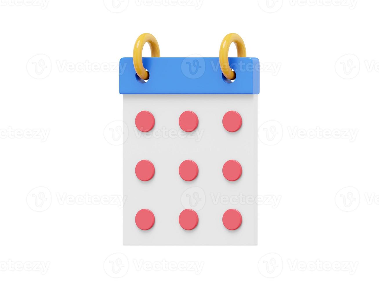 Simple flip calendar. 3D rendering. Icon on white background. photo