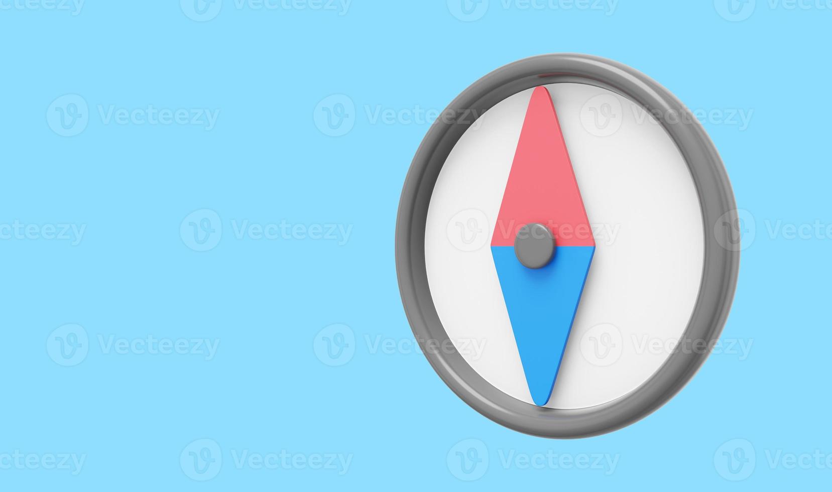 Cartoon compass, navigation, direction finding. 3D rendering. Icon on blue background, space for text. photo