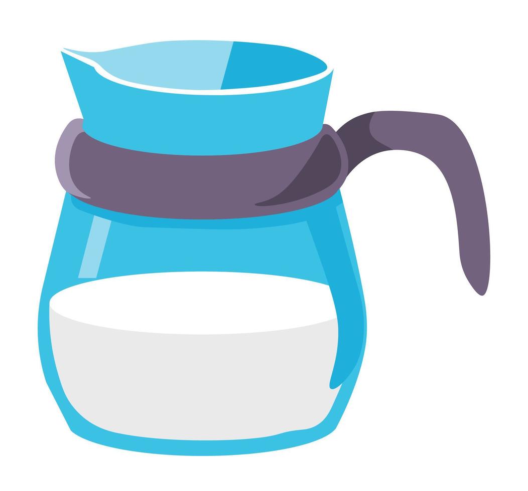 Glass jug with milk or drink, container beverage vector