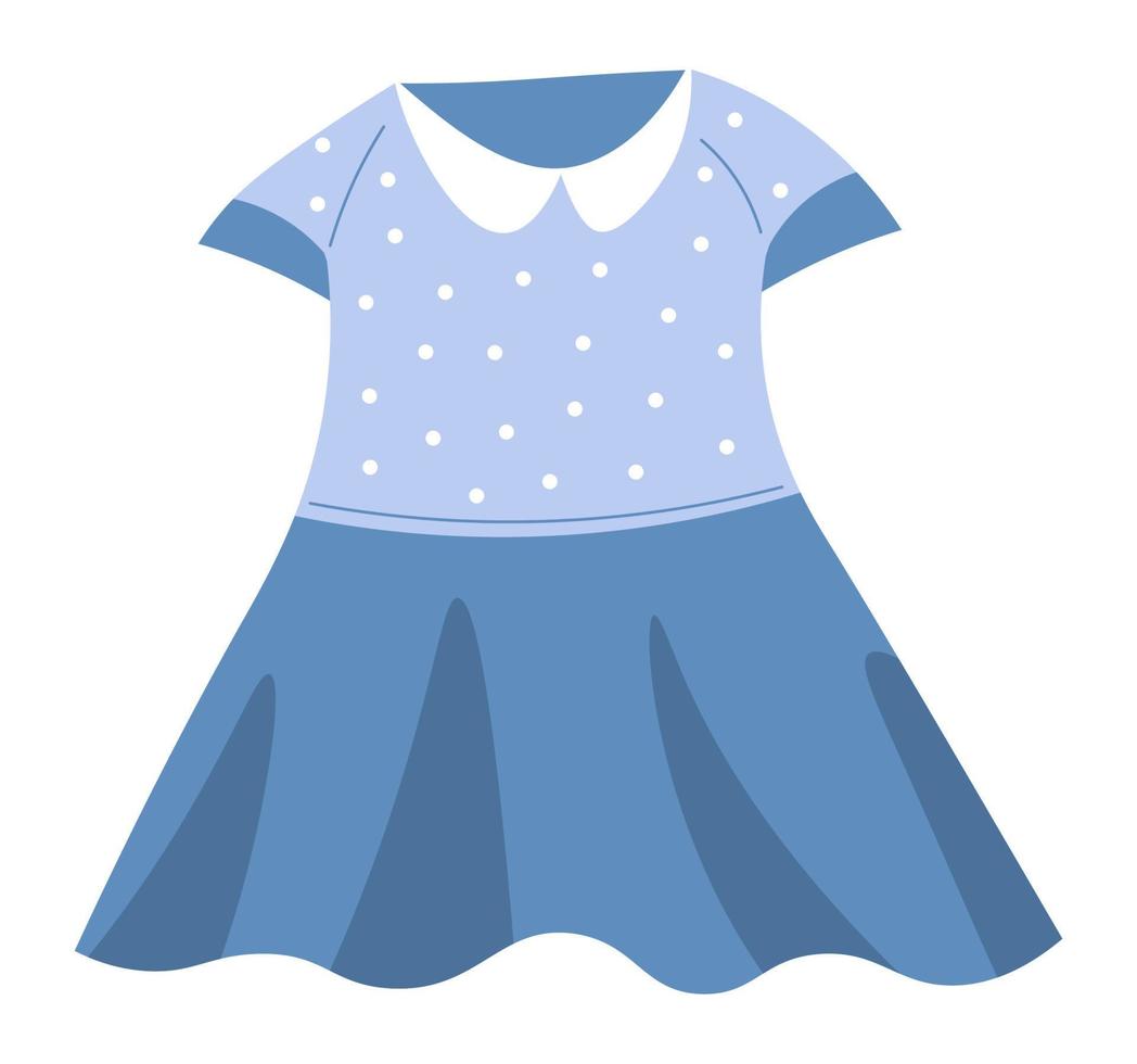 Girls dress with collar and dots, child clothes vector