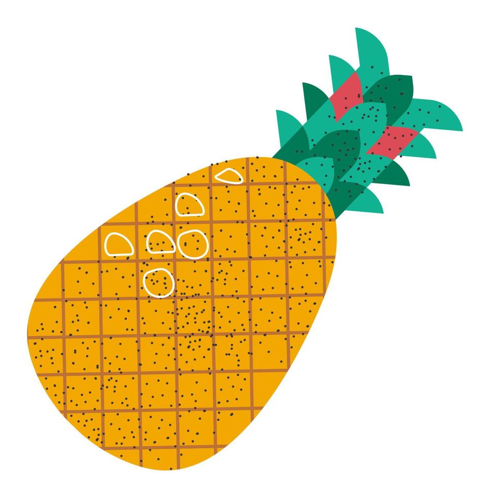 Pineapple exotic fruit with leaves, ripe product vector