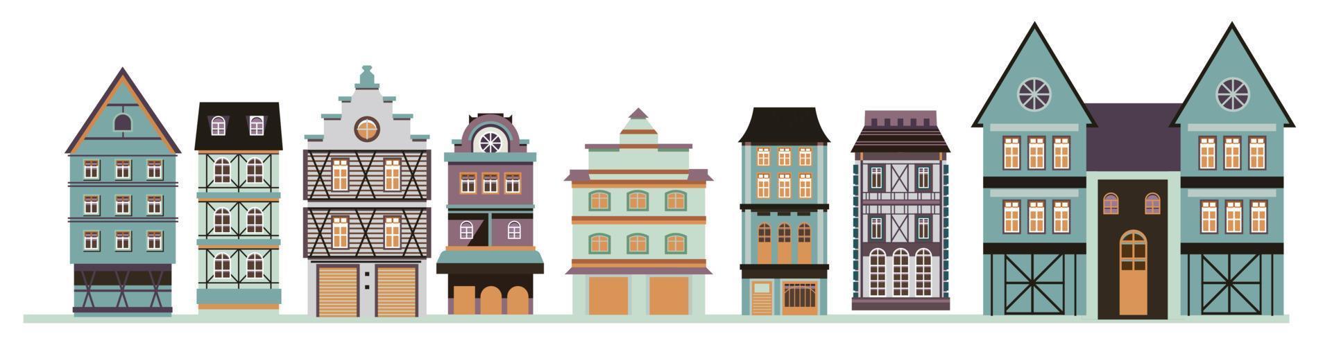 Old town buildings and architecture houses street vector