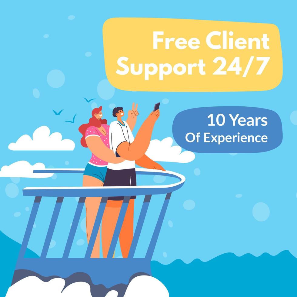 Free client support, 10 years of experience vector