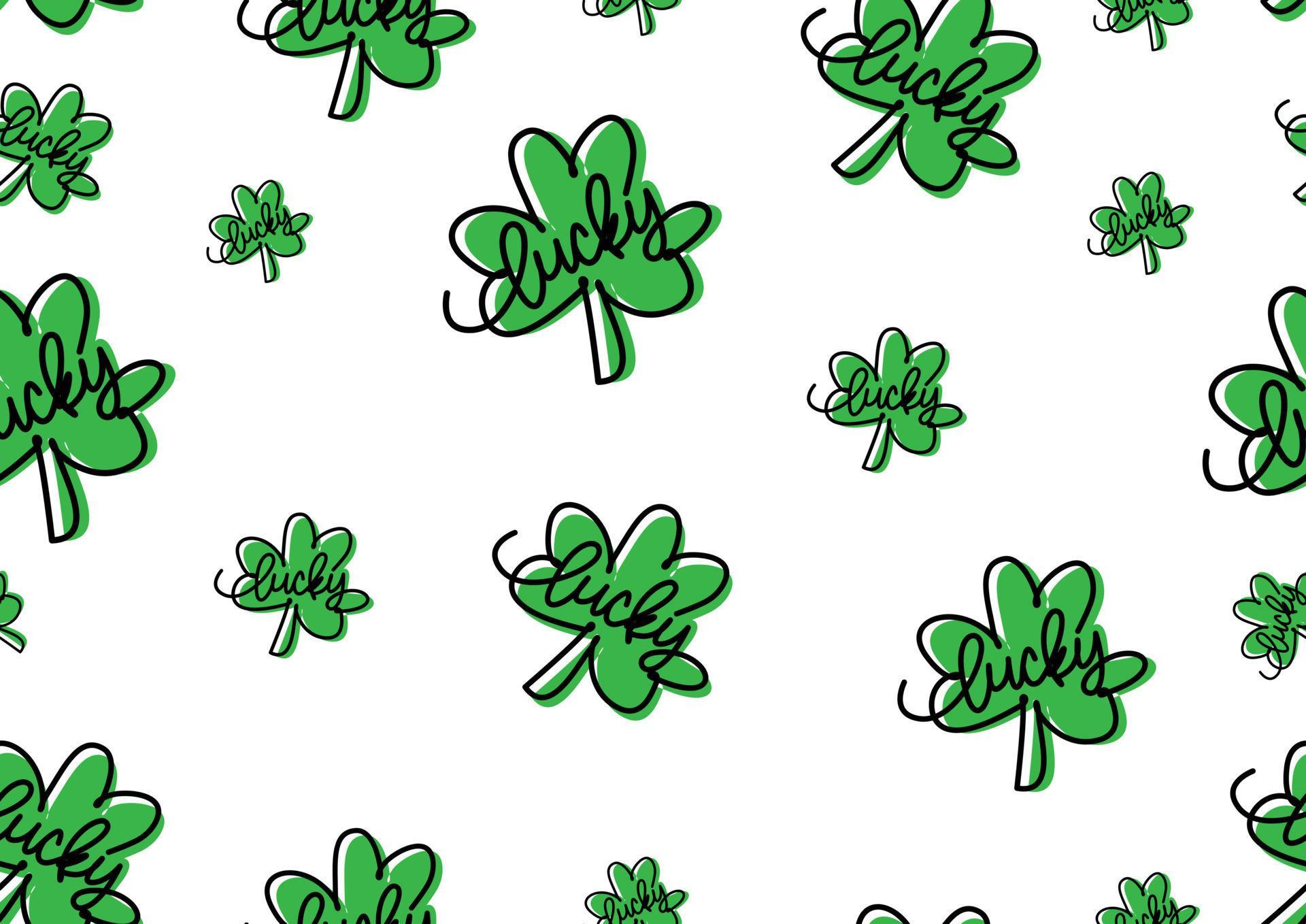 Shamrock’s plant seamless wallpaper and giftwrapping on white
