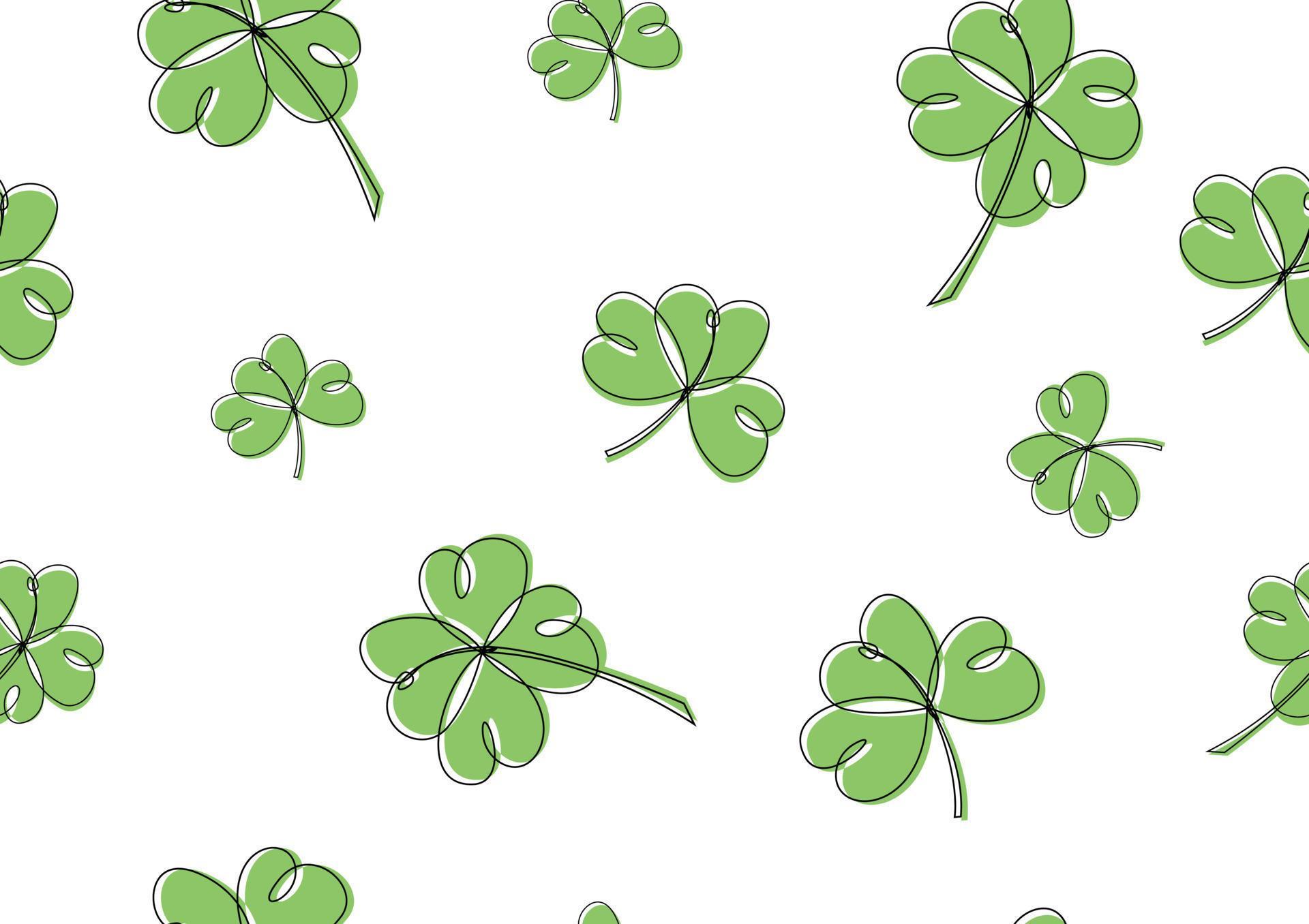 Shamrock’s plant seamless wallpaper and giftwrapping on white