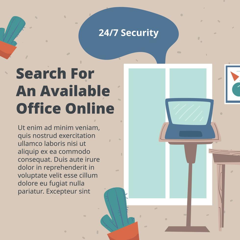 Search for available office for rent online vector