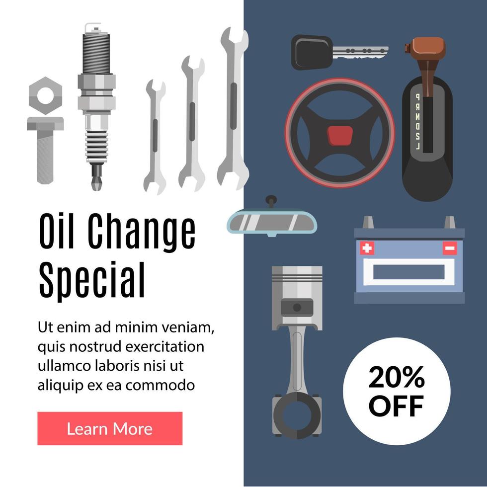 Oil change special, 20 off reduction of price vector