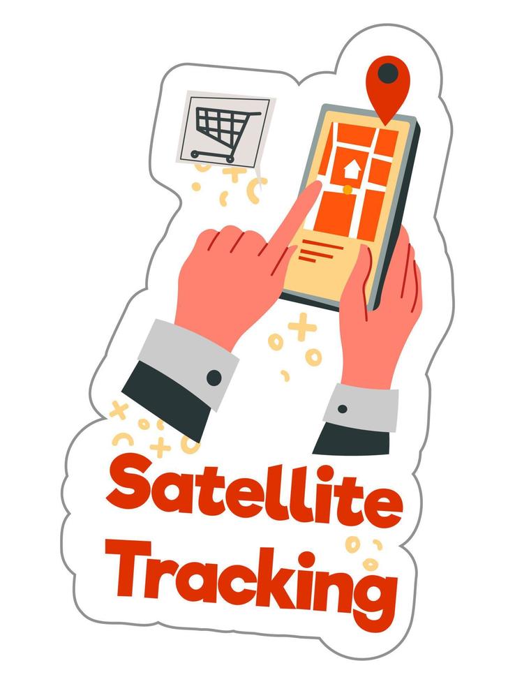 seguimiento satelital del paquete, etiqueta de compra fácil vector