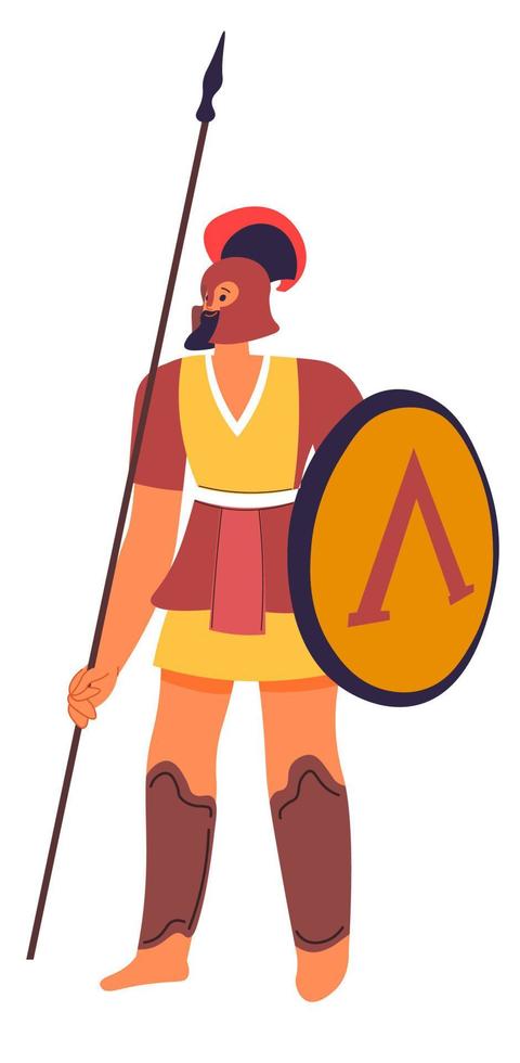 Legion warrior, Roman soldier with spear shield vector