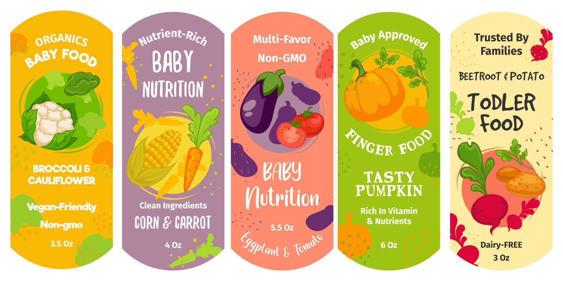 Baby approved finger food packaging label design vector