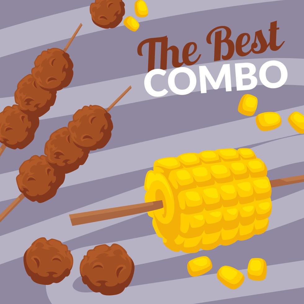 Best combo, street food tasty meal combination vector