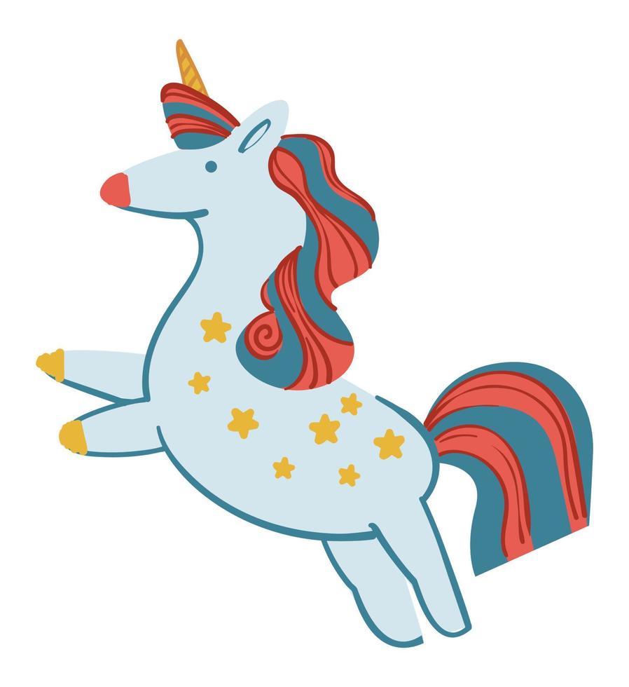 Rainbow pony or unicorn stuffed toy for children vector