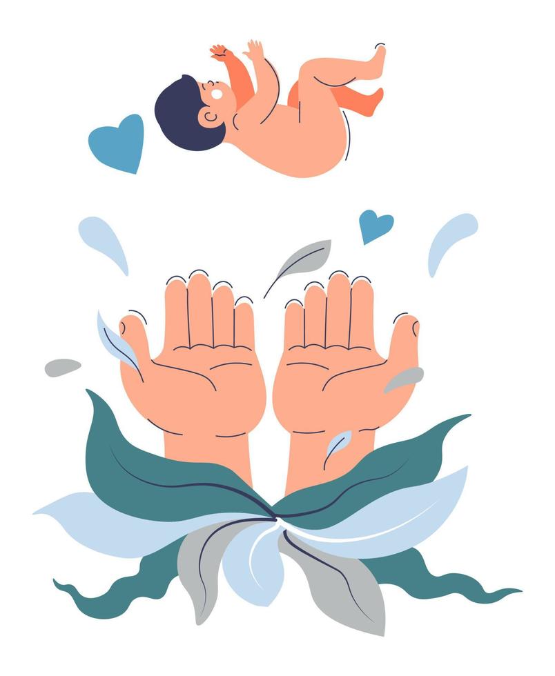Playing with newborn kid or toddler infant vector