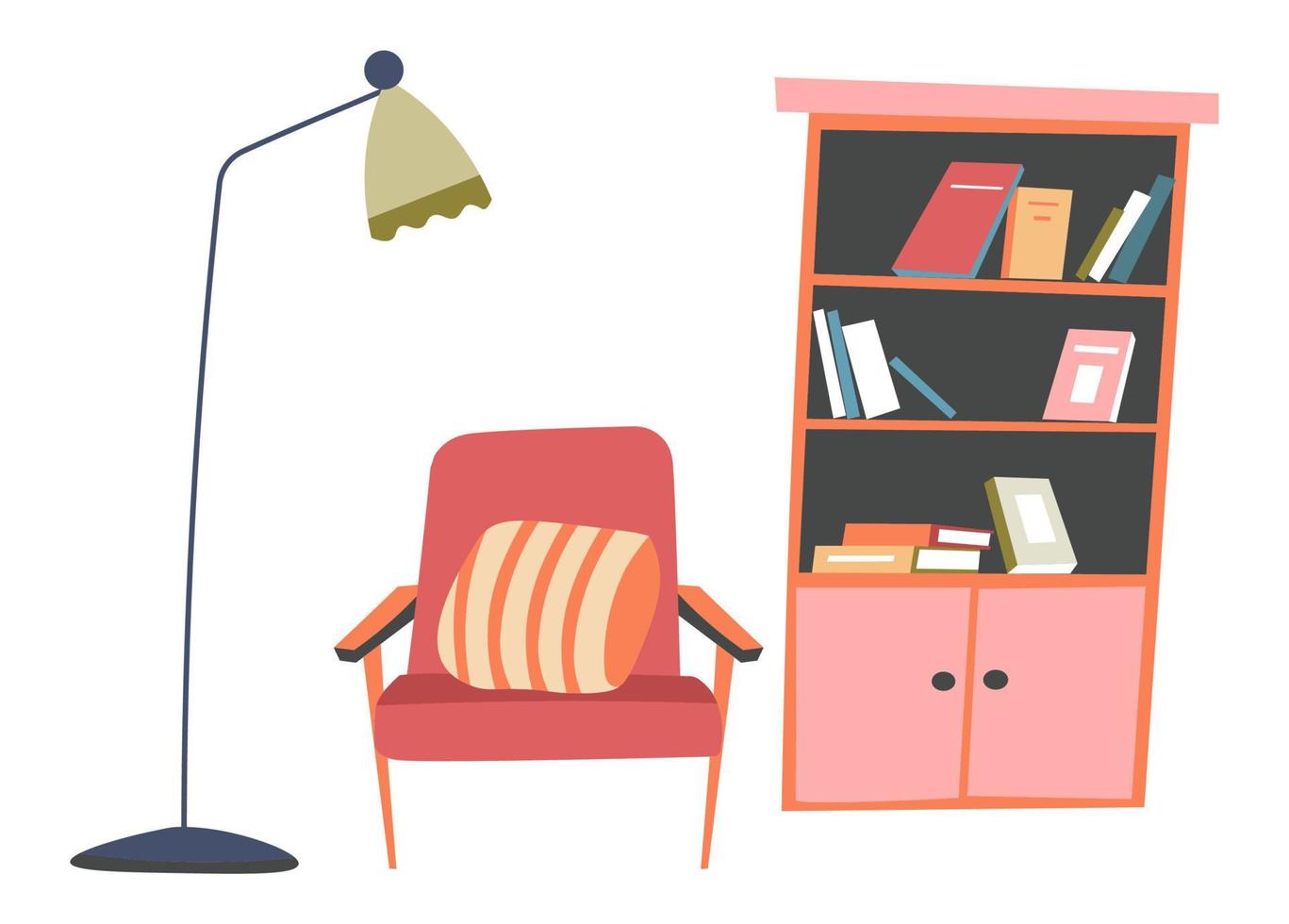 Living room furniture and decor composition vector