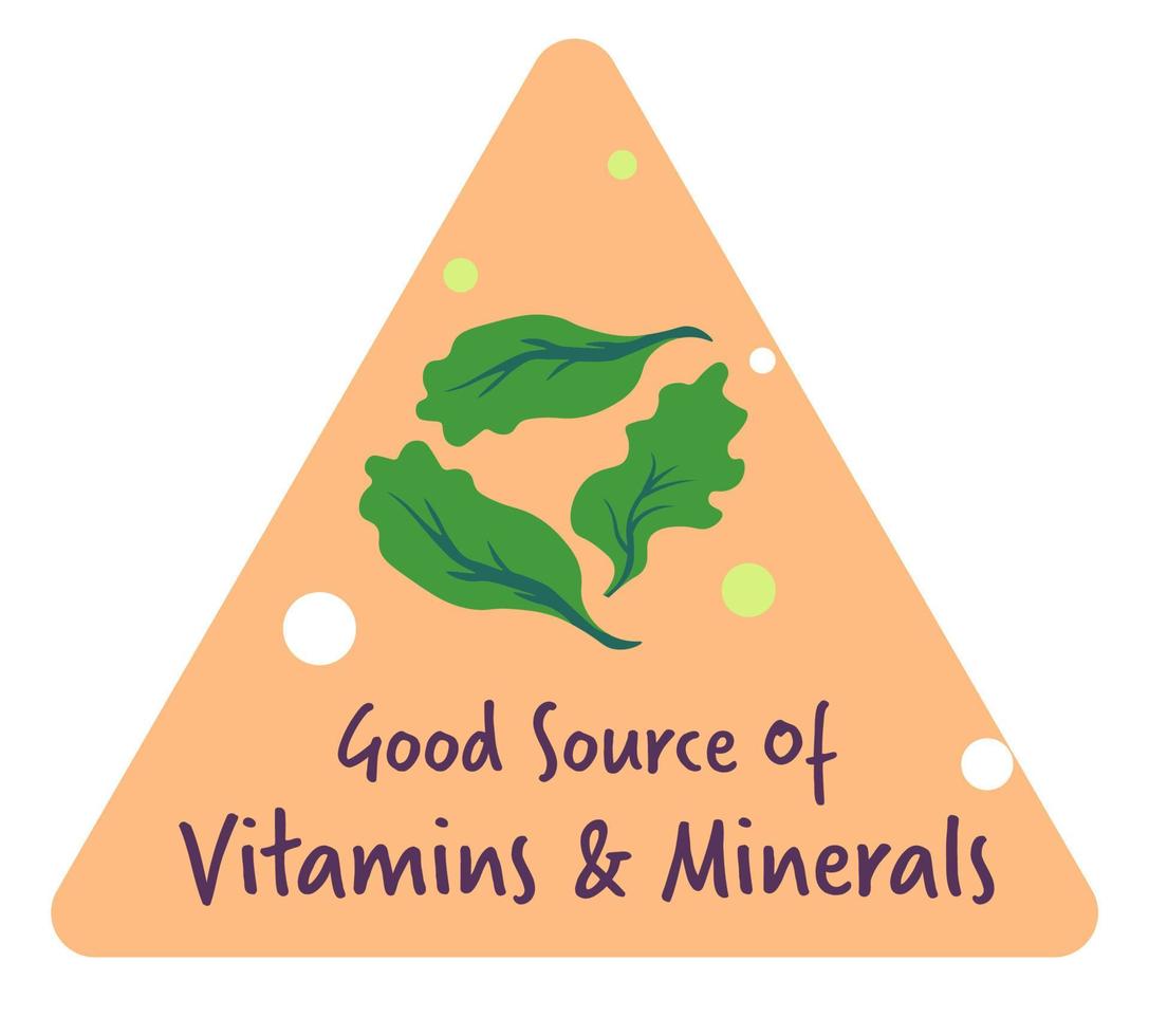 Good source of vitamins and minerals, food label vector