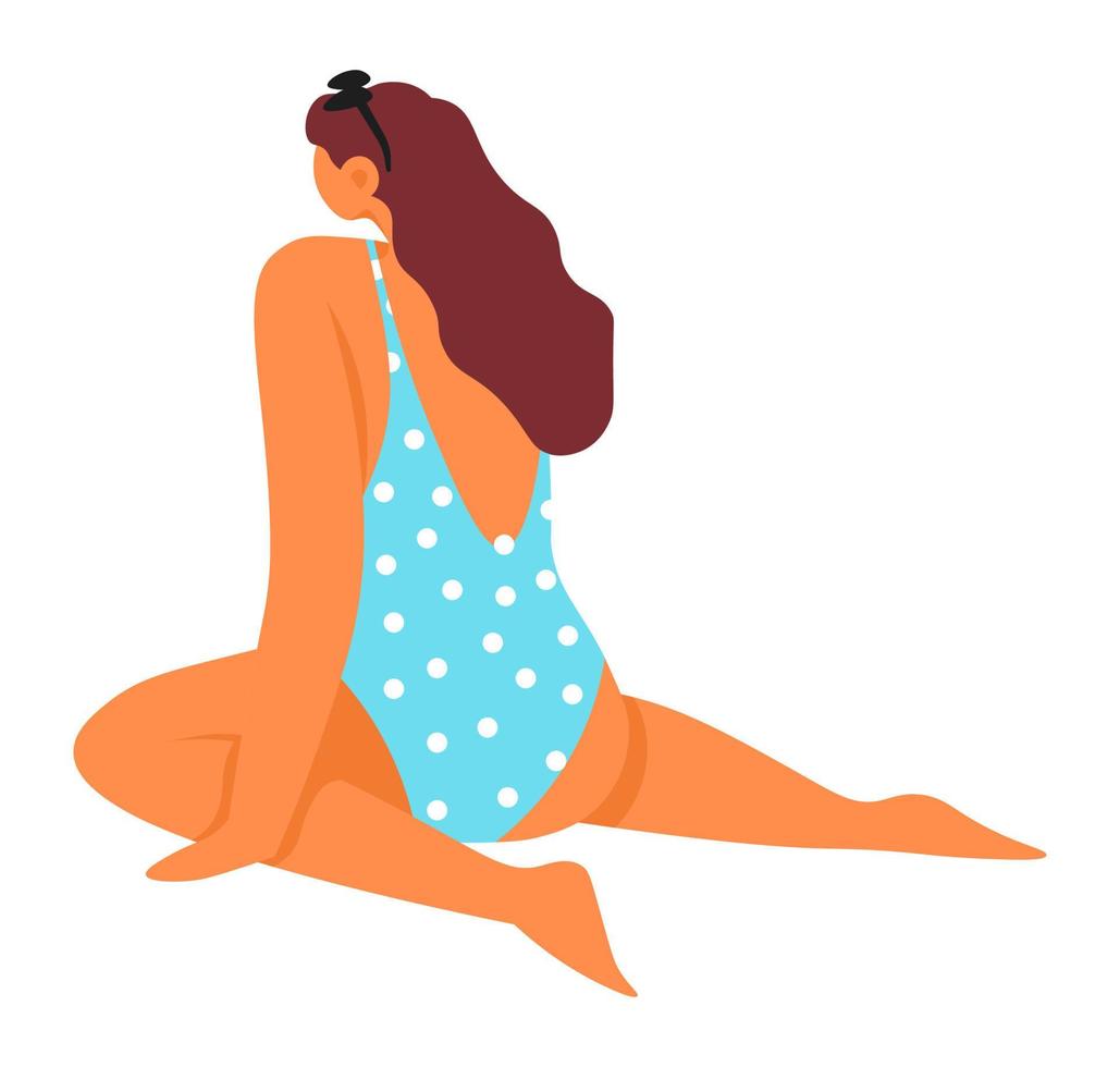 mujer en traje de baño de playa, ropa de moda vector