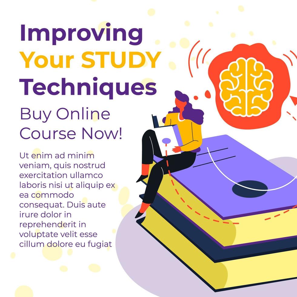 Improving your study techniques buy online course vector