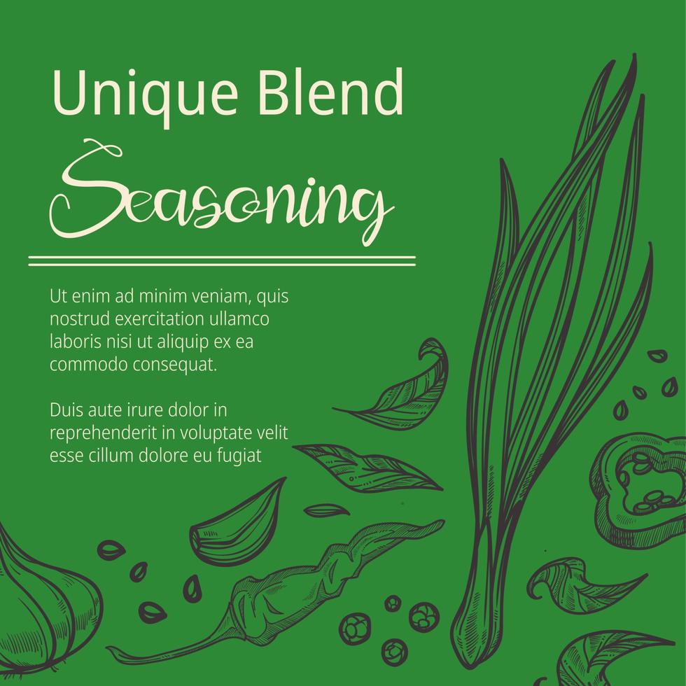 Unique blend seasoning, herbs and spices cooking vector