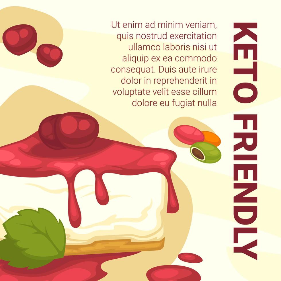 Keto friendly desserts, pastry shop advertisement vector