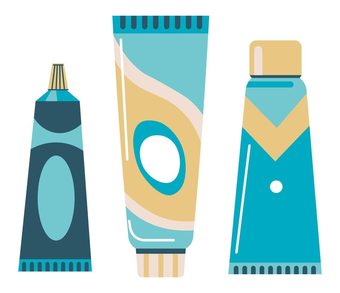 Variety of toothpastes, eco friendly and organic vector