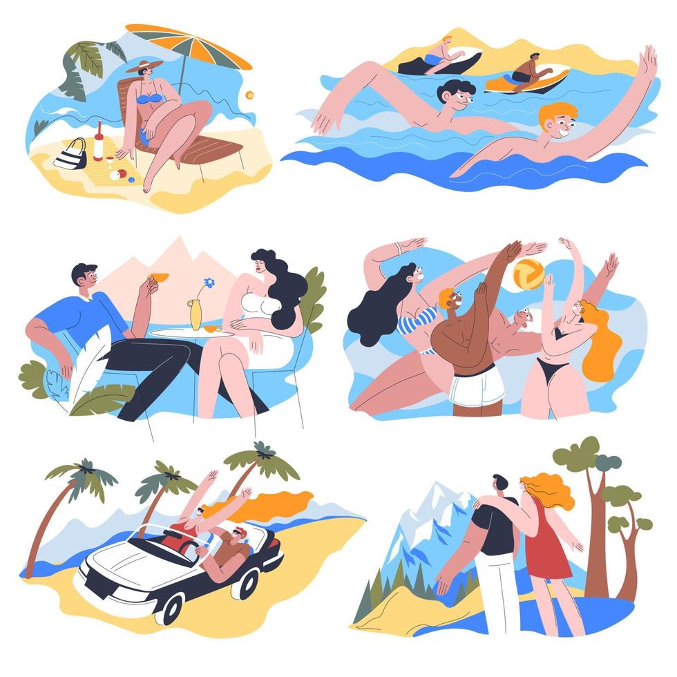 Summer vacation and weekends rest by seaside shore vector