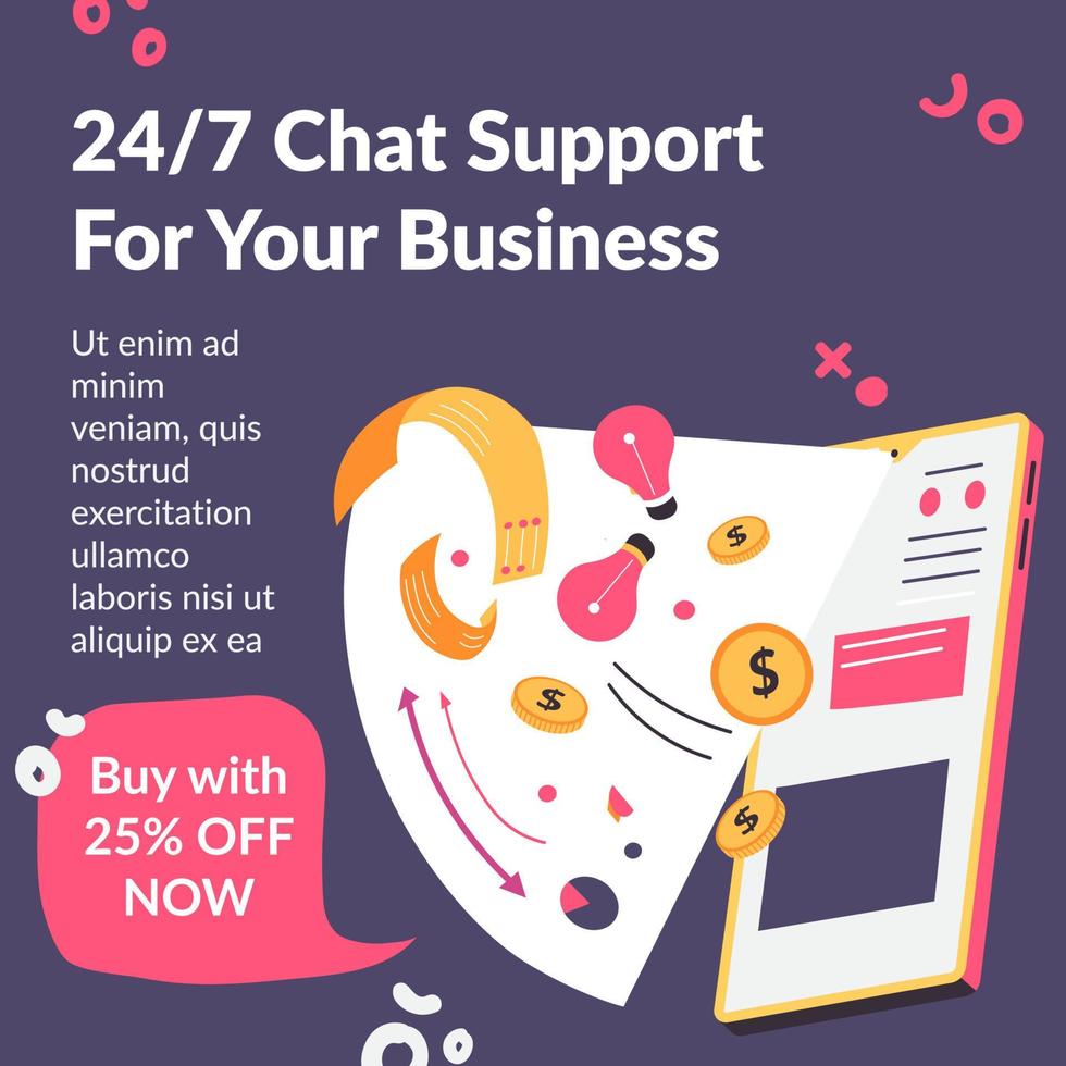 Daily chat support for your business buy with sale vector