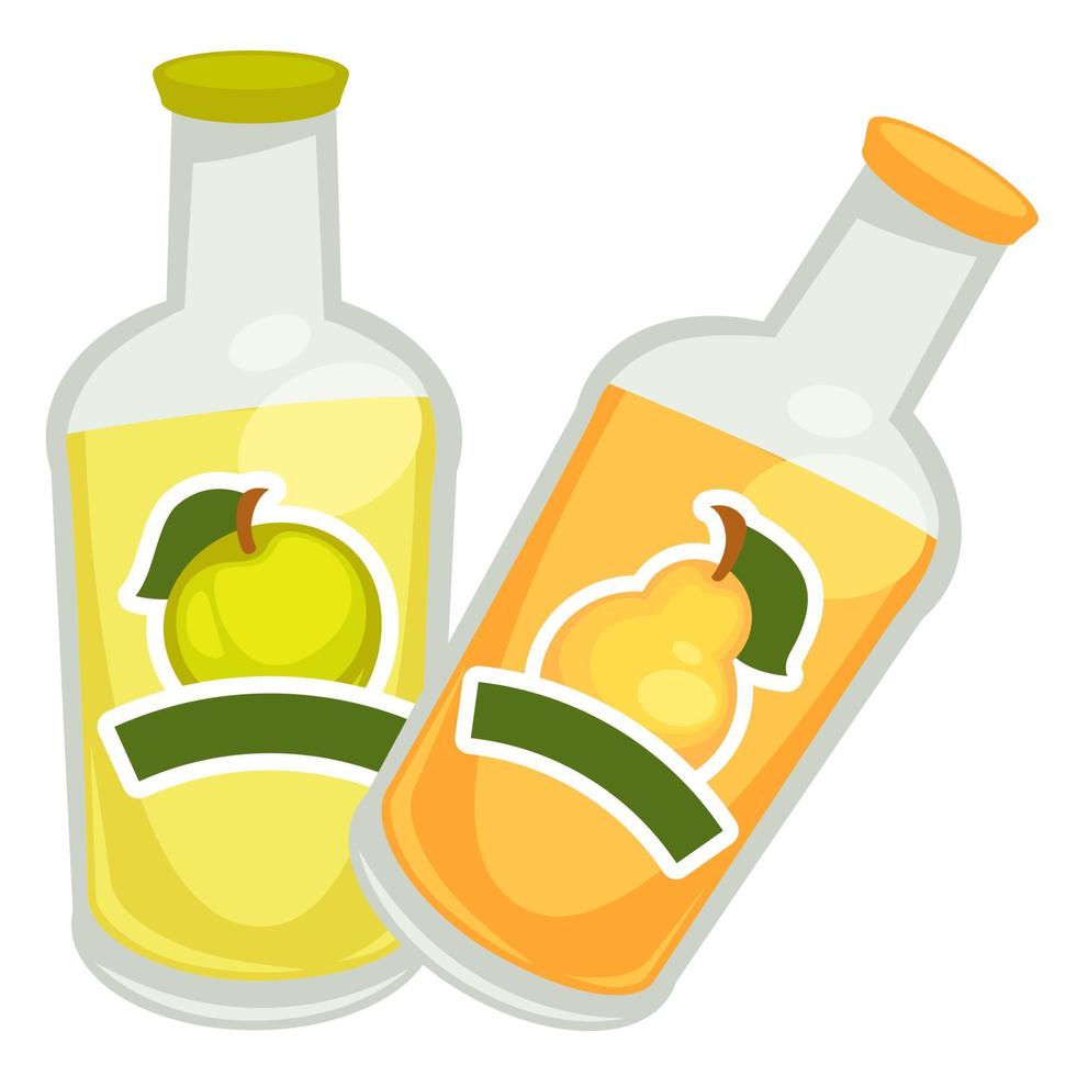 Apple and pear juice or smoothie, healthy beverage vector