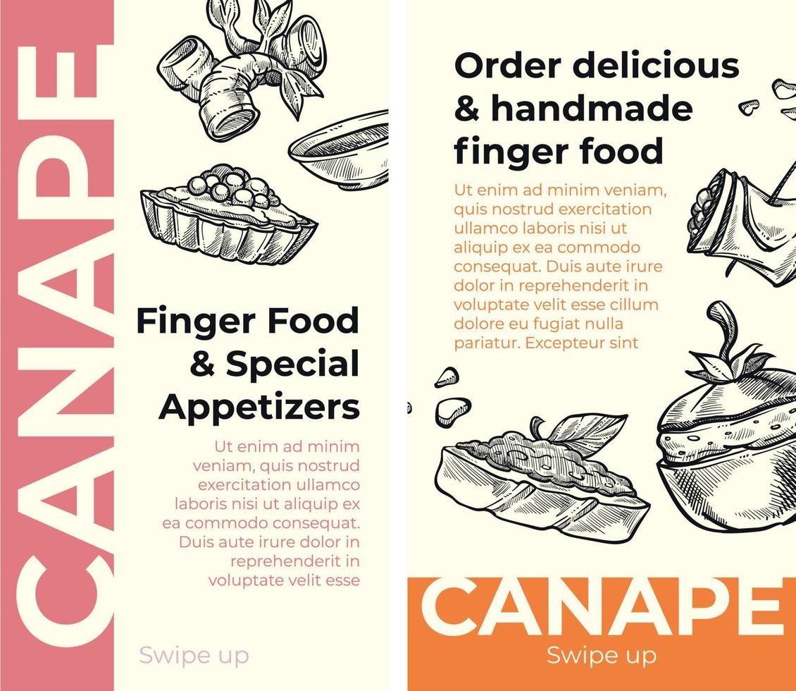 Order delicious handmade finger food, appetizers vector