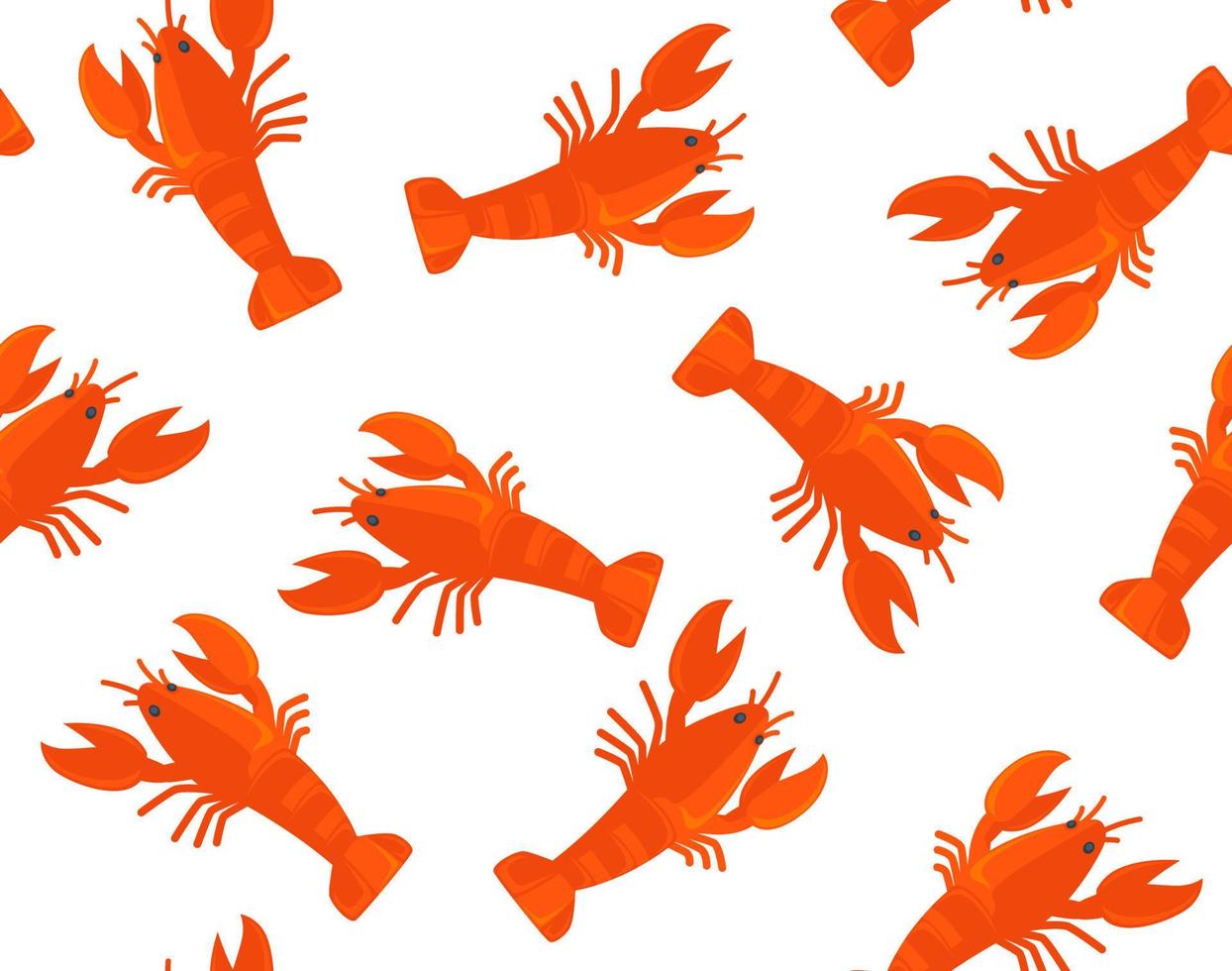 Crayfish seafood seamless pattern, tasty meal vector