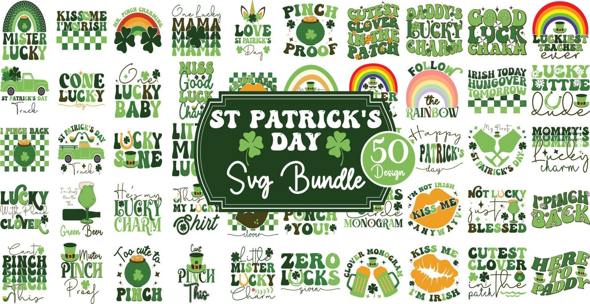 St Patrick's Day SVG Bundle, Saint Patrick's Day Shirt, Shamrock Saying Svg vector