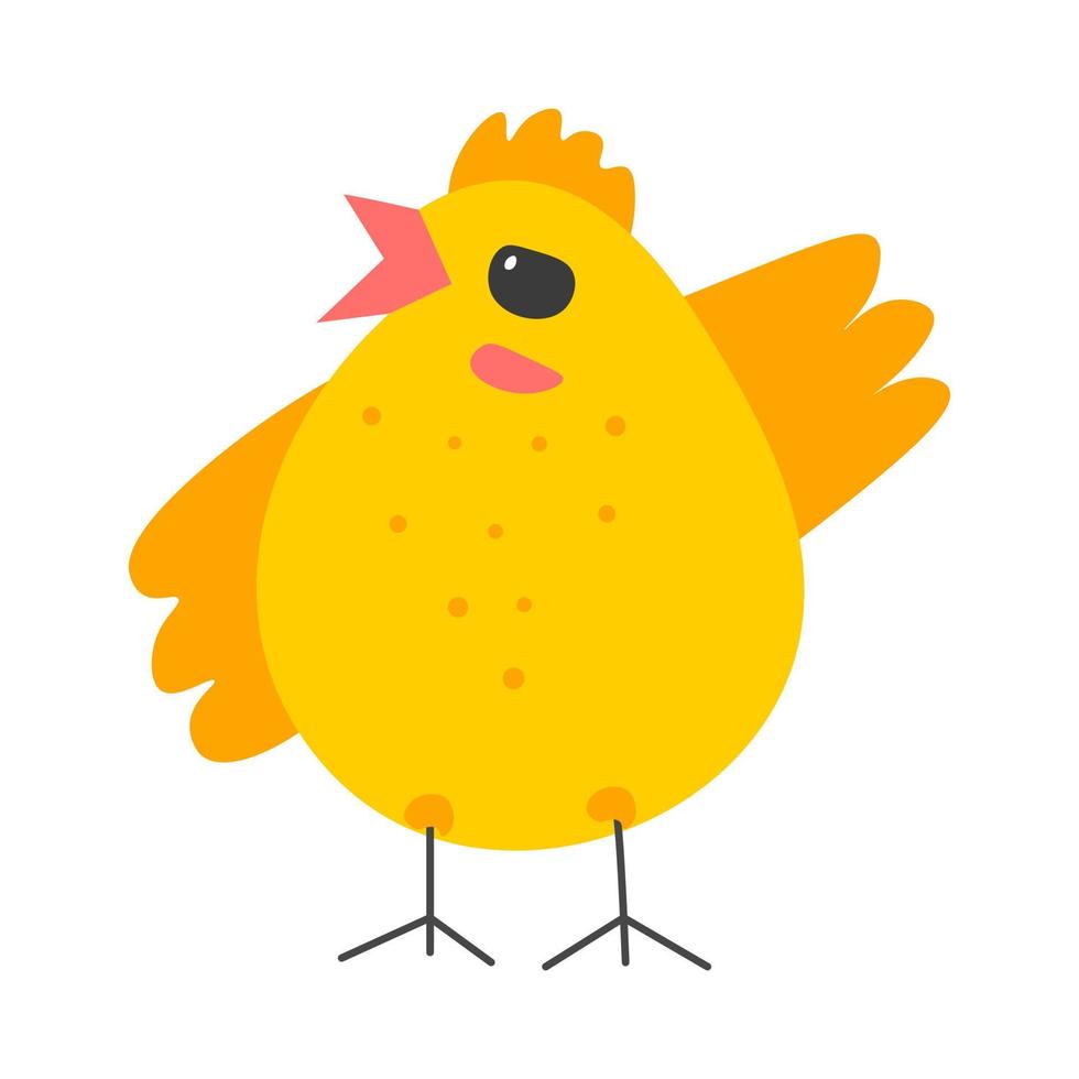 pollo pequeño, gallo con vector de alas estiradas