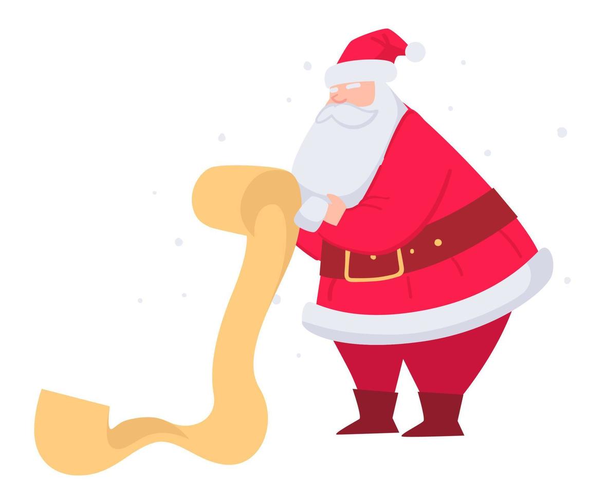 Santa Claus reading list of wishes of children vector