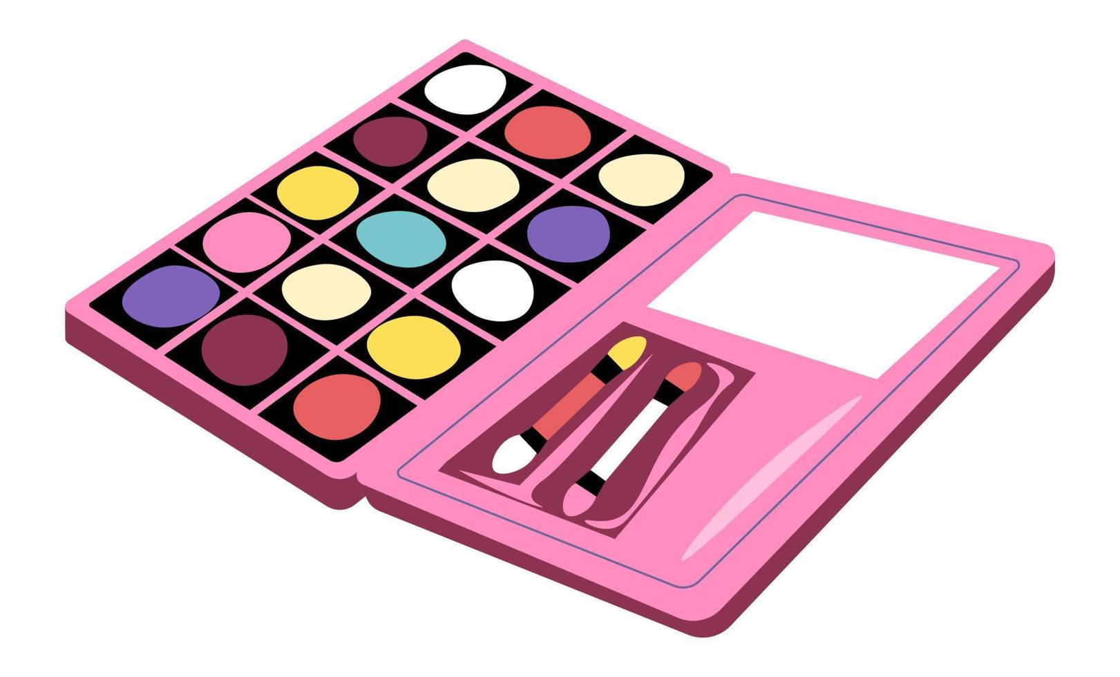 Palette of eye shades cosmetics and makeup product vector