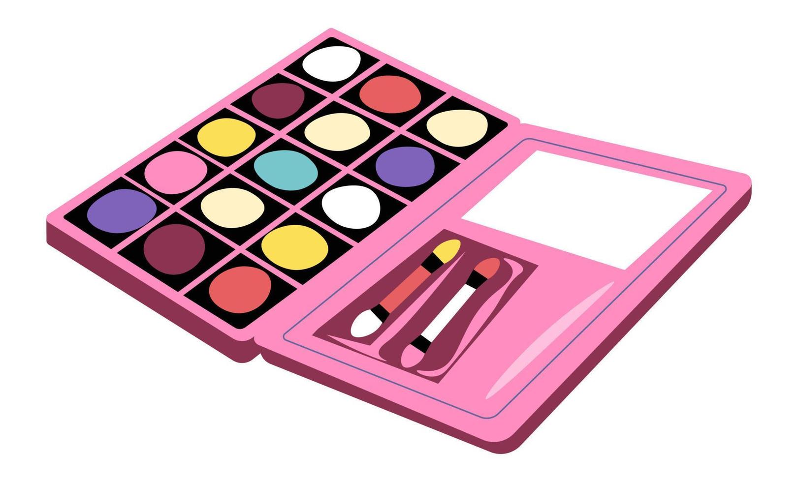 paleta de sombras de ojos cosméticos y productos de maquillaje vector