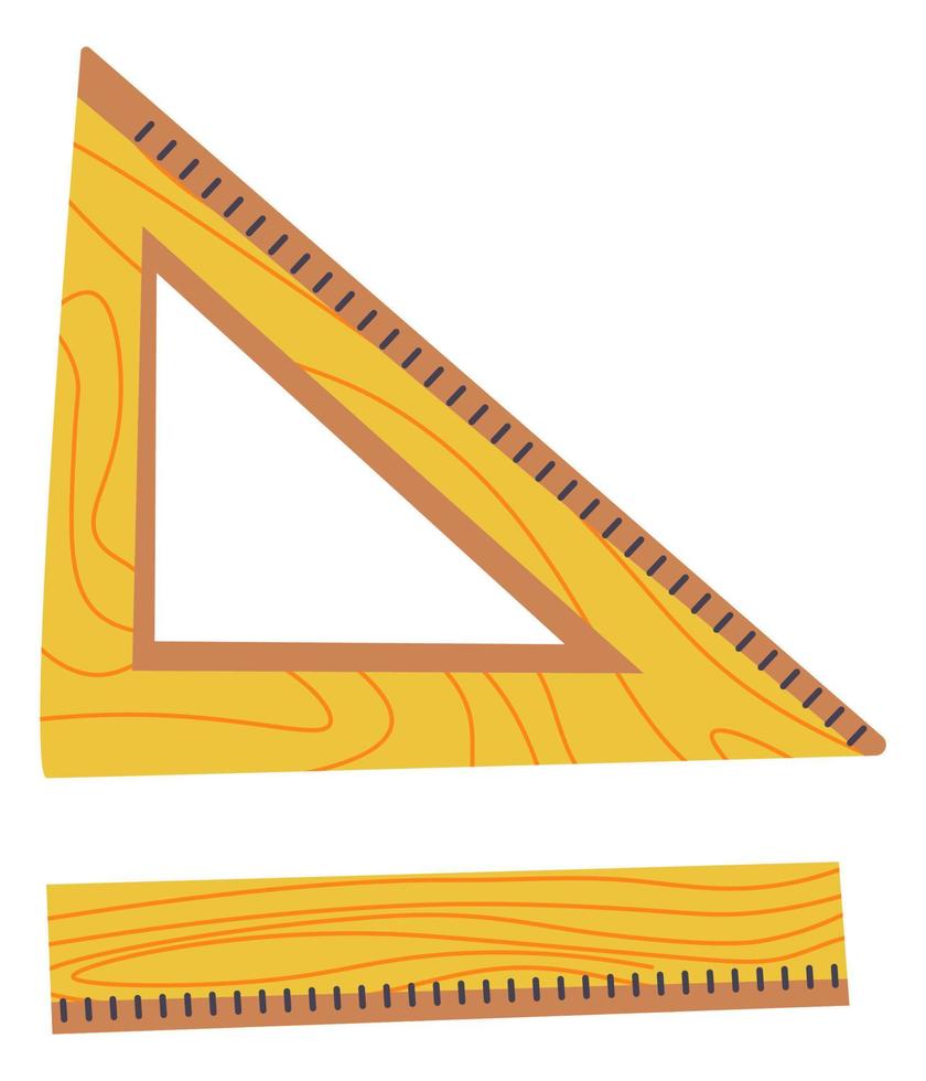 Straight and triangle ruler, school office supply vector