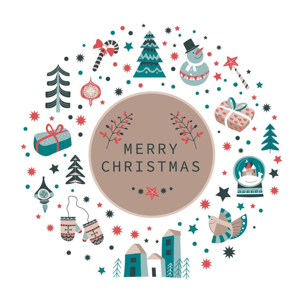 Merry christmas greeting card celebration vector