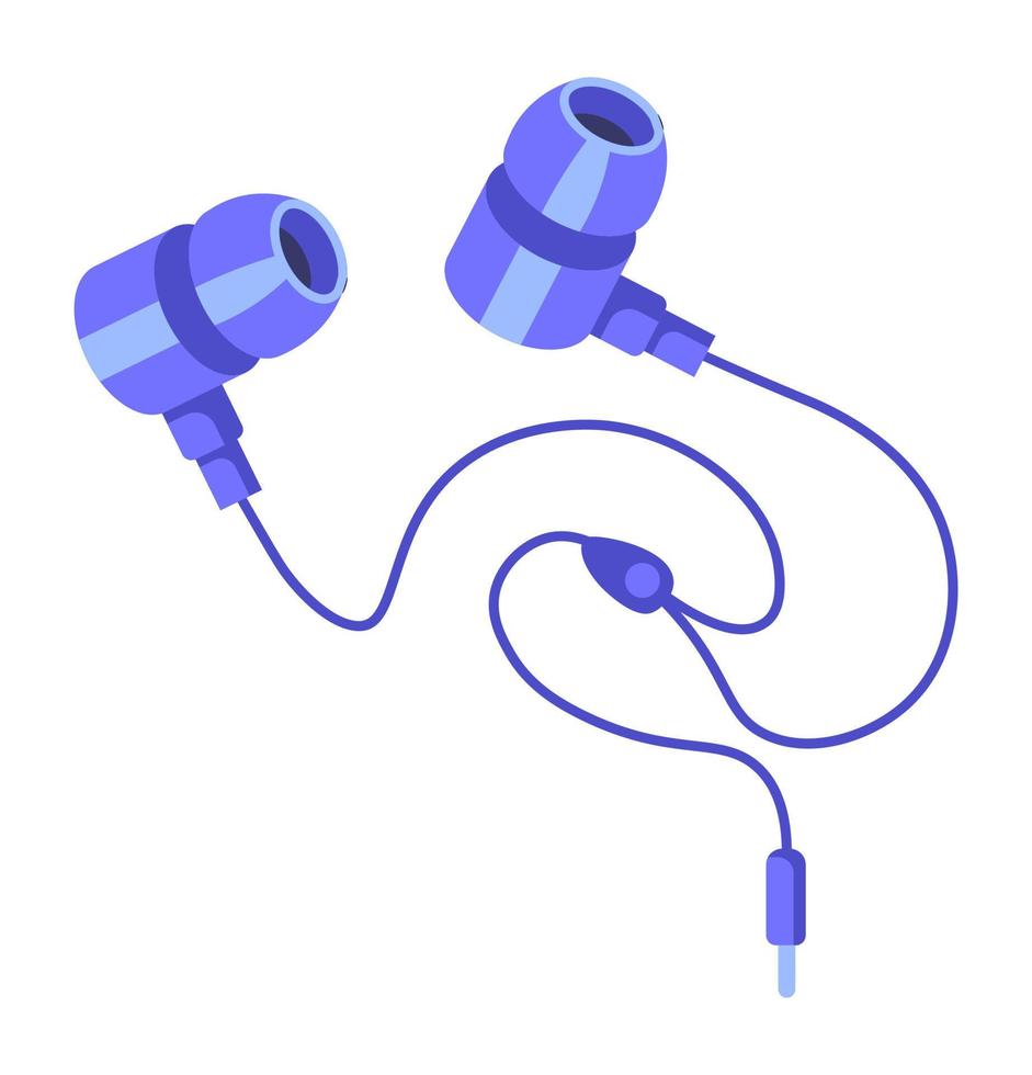 Small headphones with wire, phone accessories vector