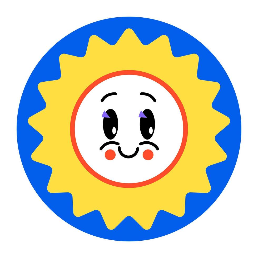 Sun character, emblem or logotype icon vector