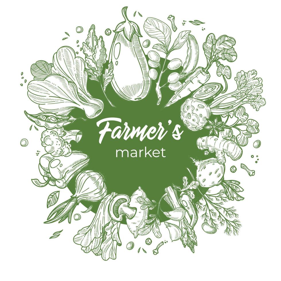 logotipo del mercado de agricultores para el vendedor de verduras vector